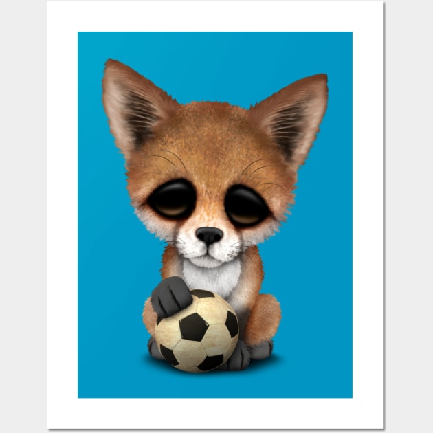 Cute Baby Fox With Football Soccer Ball Wall Art by jeffbartels